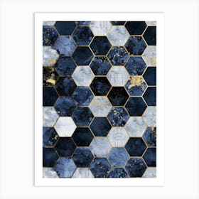 Hexagonal Marble Wallpaper Art Print