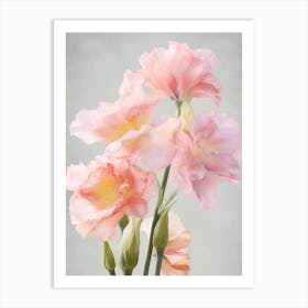 Gladioli Flowers Acrylic Painting In Pastel Colours 1 Art Print