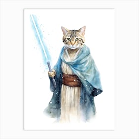 Egyptian Mau Cat As A Jedi 3 Art Print