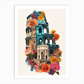 Rome   Floral Retro Collage Style 4 Art Print