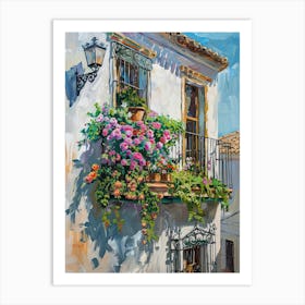 Balcony View Painting In Malaga 3 Art Print