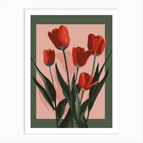 Red Tulips In A Vase Art Print
