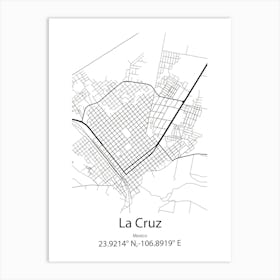 La Cruz,Mexico Minimalist Map Art Print