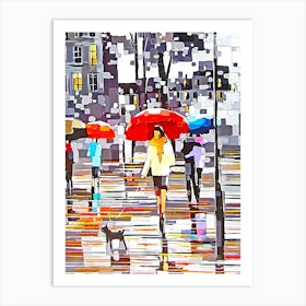 People Walking In The Rain 1 Art Print