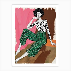 Woman In Leopard Pants 2 Art Print