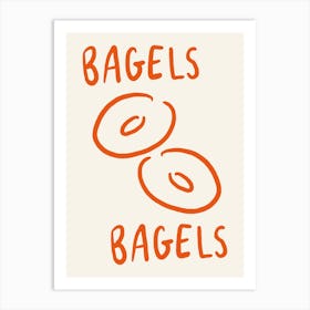 Bagels Bagels orange and cream kitchen Art Print