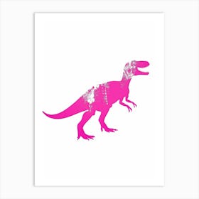 Pink T Rex Dinosaur Silhouette Art Print