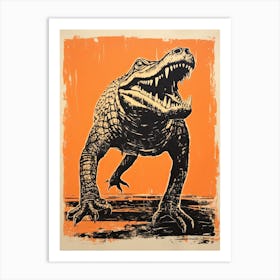 Alligator, Woodblock Animal Drawing 2 Art Print