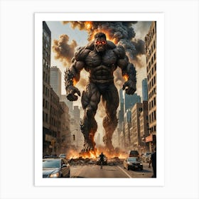 Towering Monster Terror Rampages Through the City Art Print