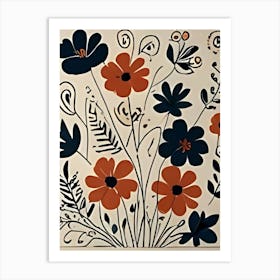 Flowers On A Tile Art Print