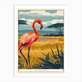 Greater Flamingo Lake Nakuru Nakuru Kenya Tropical Illustration 6 Poster Art Print