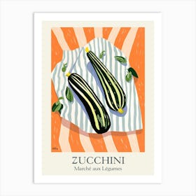 Marche Aux Legumes Zucchini Summer Illustration 2 Art Print