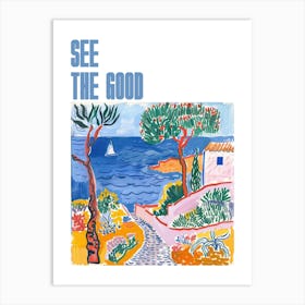 See The Good Poster Seaside Doodle Matisse Style 4 Art Print