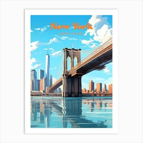 New York Bridge Travel Illustration Art Print