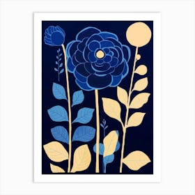 Blue Flower Illustration Ranunculus 1 Art Print