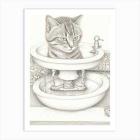 Cat In Sink 1 Art Print