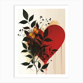 Heart With Butterfly Art Print