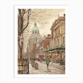 Vintage Winter Illustration Belfast Northern Ireland 2 Art Print