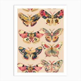 Pink Butterflies William Morris Style 11 Art Print