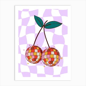 Cherry Disco Ball Art Print