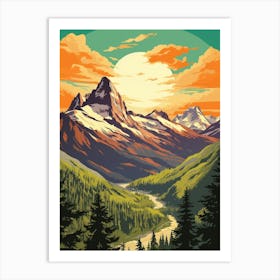 North Cascades National Park Retro Pop Art 14 Art Print