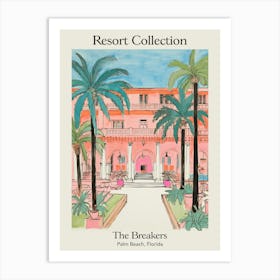 Poster Of The Breakers   Palm Beach, Florida   Resort Collection Storybook Illustration 2 Art Print