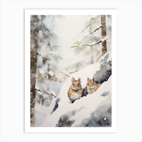 Winter Watercolour Pika 2 Art Print
