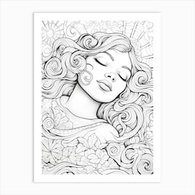 Line Art Inspired By The Sleeping Gypsy 7 Art Print