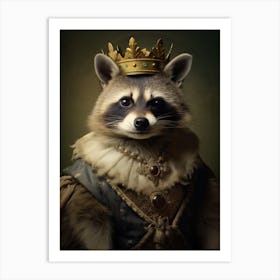 Vintage Portrait Of A Bahamian Raccoon Wearing A Crown 3 Art Print