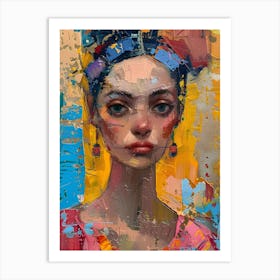 Girl With Colorful Hair Art Print