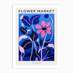 Blue Flower Market Poster Fuchsia 2 Art Print