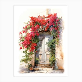 Rome, Italy   Mediterranean Doors Watercolour Painting 3 Art Print