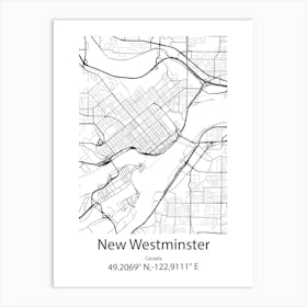 New Westminster,Canada Minimalist Map Art Print