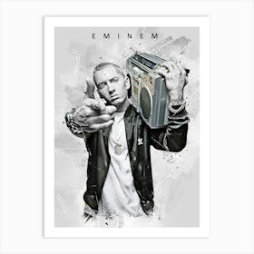 Eminem Rapper Celebrity Drawing Art Print