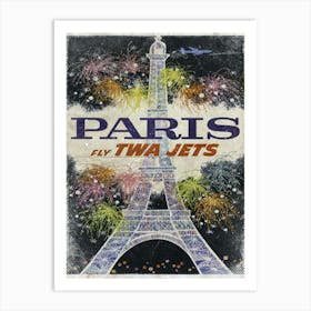 Vintage Travel Poster ― Paris Fly Twa Jets Art Print