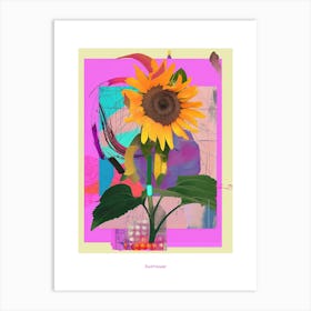 Sunflower 2 Neon Flower Collage Poster Art Print