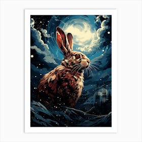 Rabbit In The Moonlight Art Print