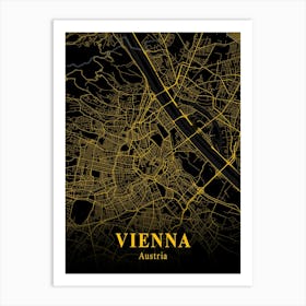 Vienna Gold City Map 1 Art Print