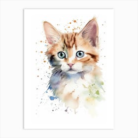 Baby Cat Kitten Watercolour Nursery 4 Art Print