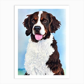 American Water Spaniel 4 Watercolour Dog Art Print