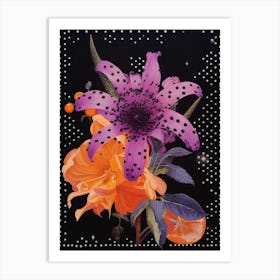 Surreal Florals Lilac 4 Flower Painting Art Print