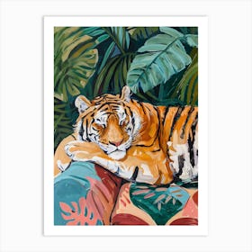 Oil Painting Tiger Sleeping 19 Art Print