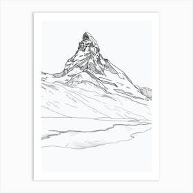 Matterhorn Switzerland Italy Line Drawing 4 Art Print