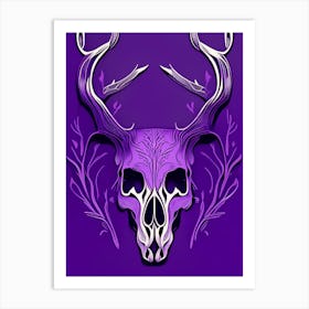 Animal Skull Purple 3 Line Drawing Art Print