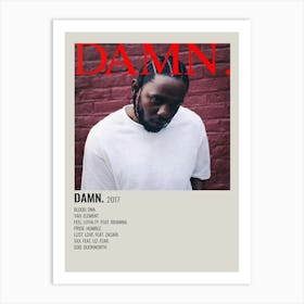 Top Hip Hop Rap Kendrick Lamar Music Cover Damn Poster 1 Art Print