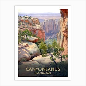 Canyonlands National Park Watercolour Vintage Travel Poster 1 Art Print