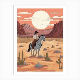 Cowgirl Riding A Horse In The Desert 5 Art Print