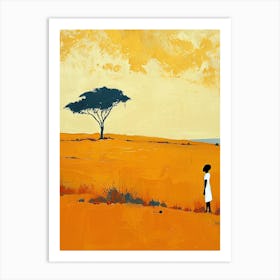 Girl In The Savannah, Africa Art Print