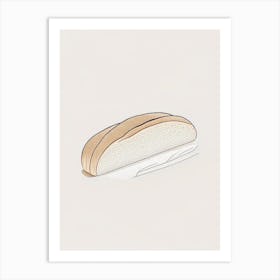 Ciabatta Bread Bakery Product Minimalist Line Drawing Art Print