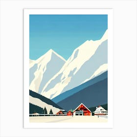 Stubaier Gletscher, Austria Midcentury Vintage Skiing Poster Art Print